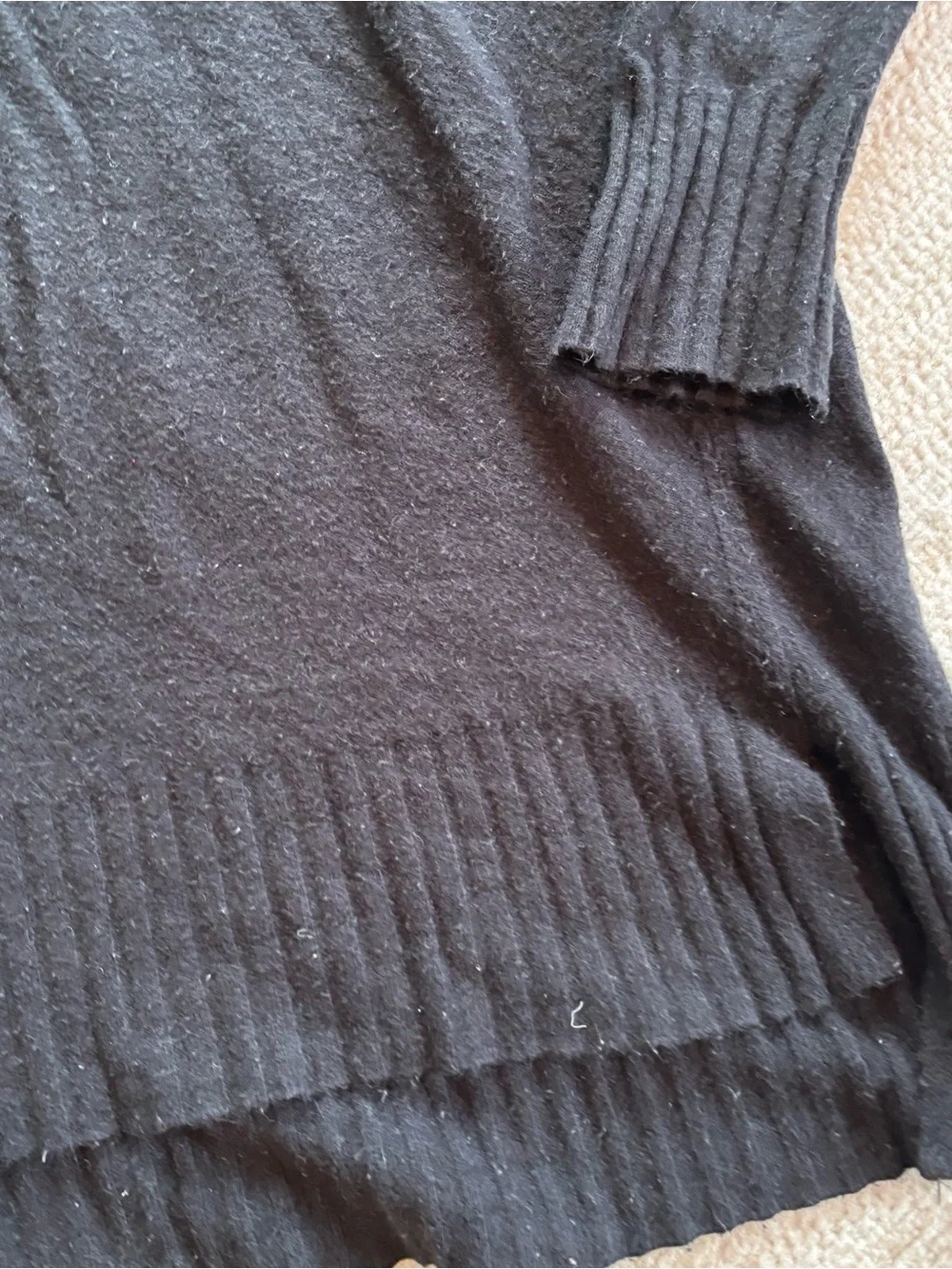 Free People Oversized Black Crewneck Pullover Sweater